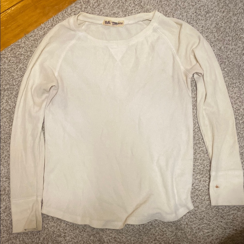 Teen white ribbed long sleeve shirt.